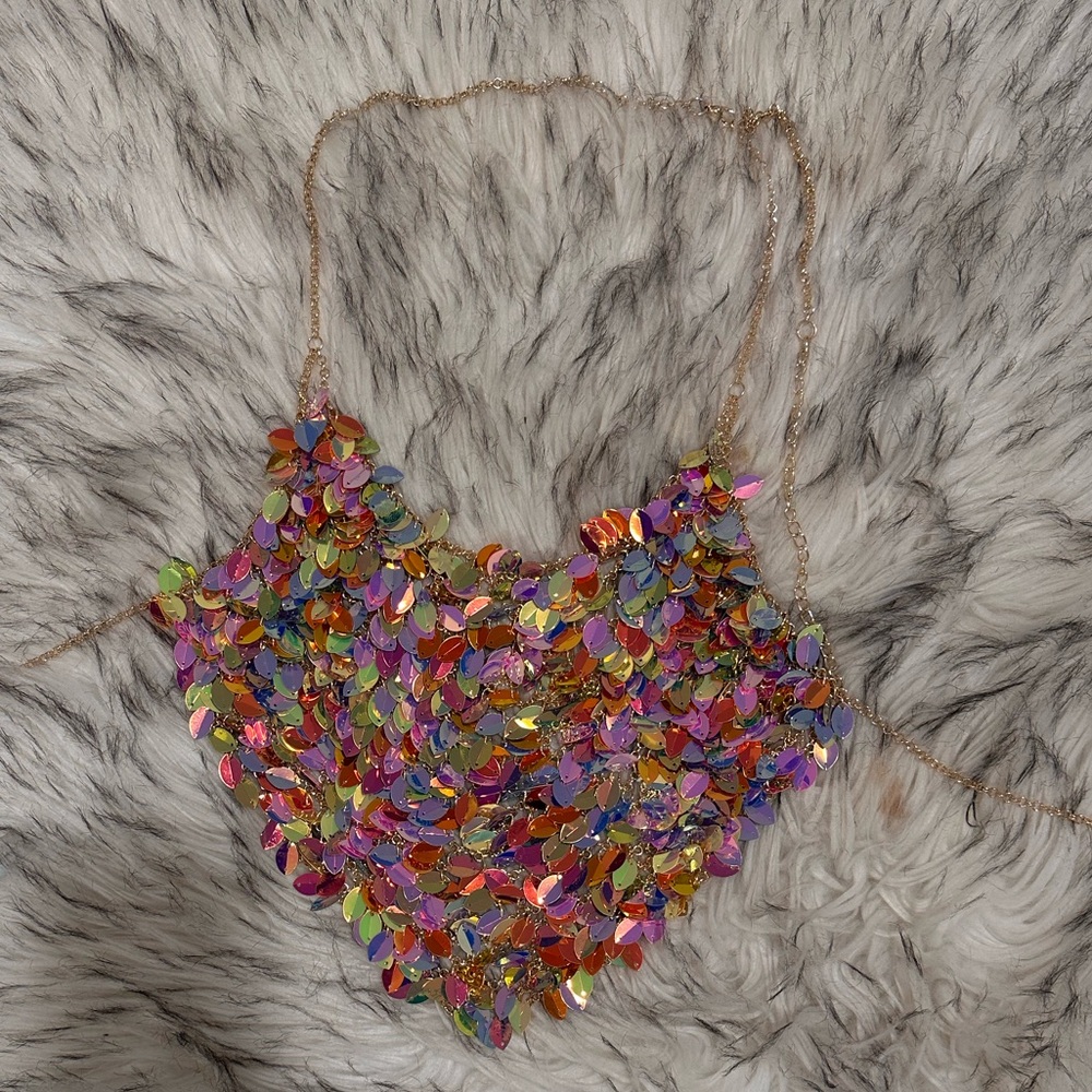 Iridescent chain mail top. Like new. One size.